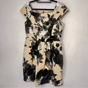 Eliza J Cap Sleeve Floral Midi Dress Sz 14